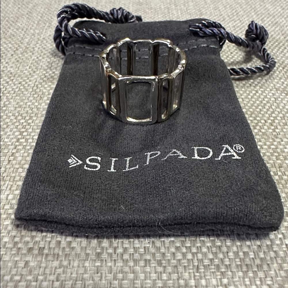 Silpada Open Framework Geometric Ring 2 Tone Ster… - image 2